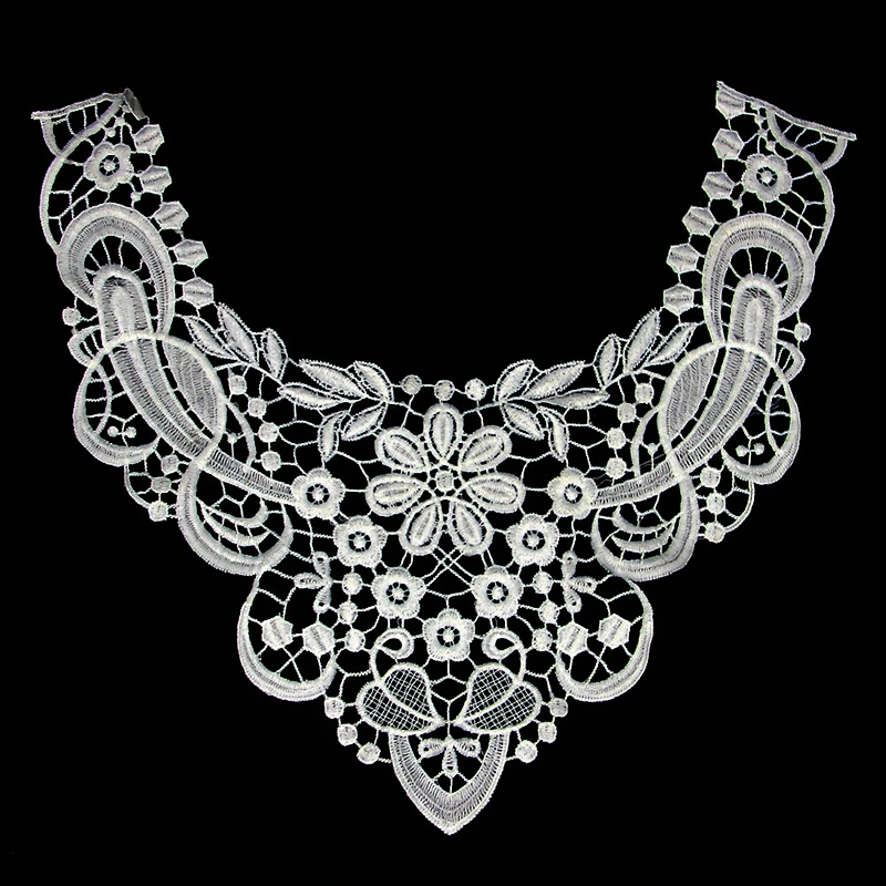 19cm Vivid Plants Pattern Graceful Curve Milk yarn Collar Lace