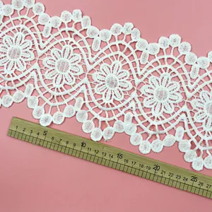 Best selling French double lace hollow milk side water soluble lace for wedding dress