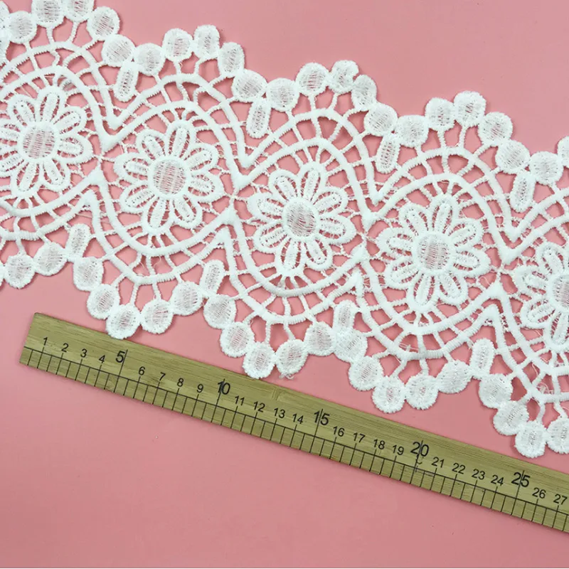 Best selling French double lace hollow milk side water soluble lace for wedding dress