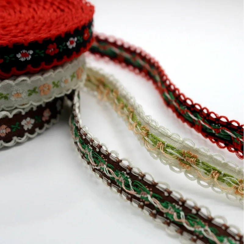 Factory direct 1.2cm french costume lace trim jacquard ribbon  embroidery curtain home textile