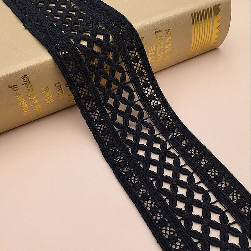 African French  Wholesale Embroidery Flower Lace Trim Fabric Roll White Lace Ribbon