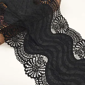 Fashion hot sale 19*100cm black&white french eyelash floral lemo lace