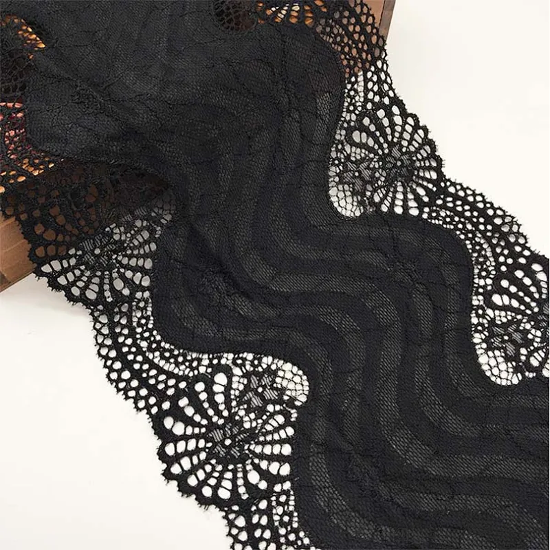Fashion hot sale 19*100cm black&white french eyelash floral lemo lace