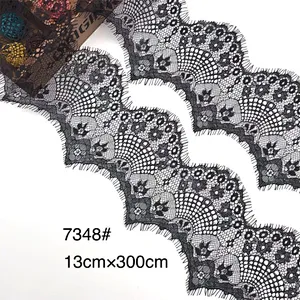 Fashion hot sale 13*300cm 100%  nylon french eyelash lace trim