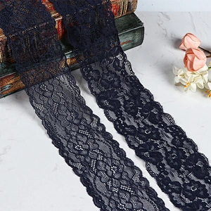 8cm Black Spandex Nylon Jacquard Lingerie Lace Trim