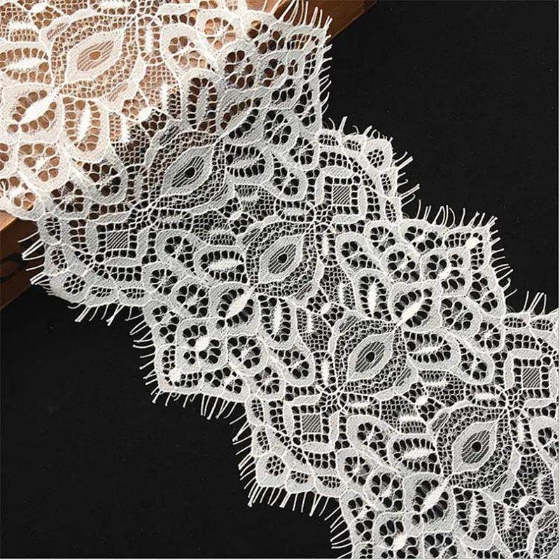Fashion hot sale 13*300cm 100%  nylon french eyelash lace trim