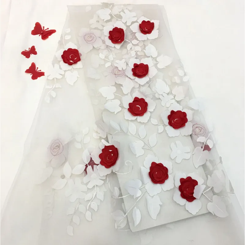 Bead Lace 2019 High Quality Mesh 3d Embroidered Applique Flower Embroidery Tulle Fabric