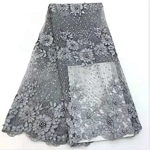 2019 new 3D flower French embroidery with beaded wedding lace