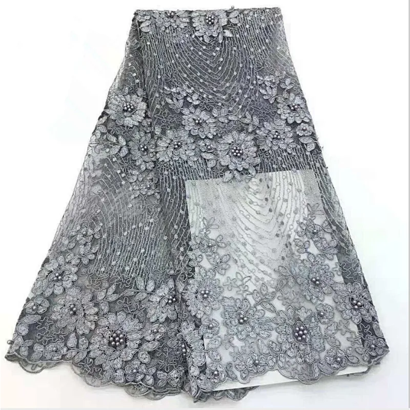 2019 new 3D flower French embroidery with beaded wedding lace