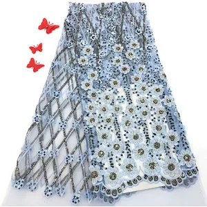 2019 new style 3D flower french beaded embroidery fabric