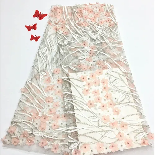 2019 beaded chemical lace embroidered fabric French bridal lace fabric embroidery fabric
