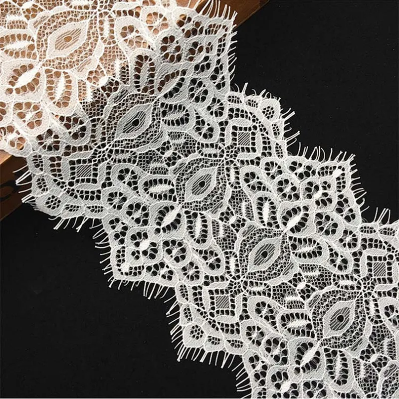 Fashion hot sale 13*300cm 100%  nylon french eyelash lace trim