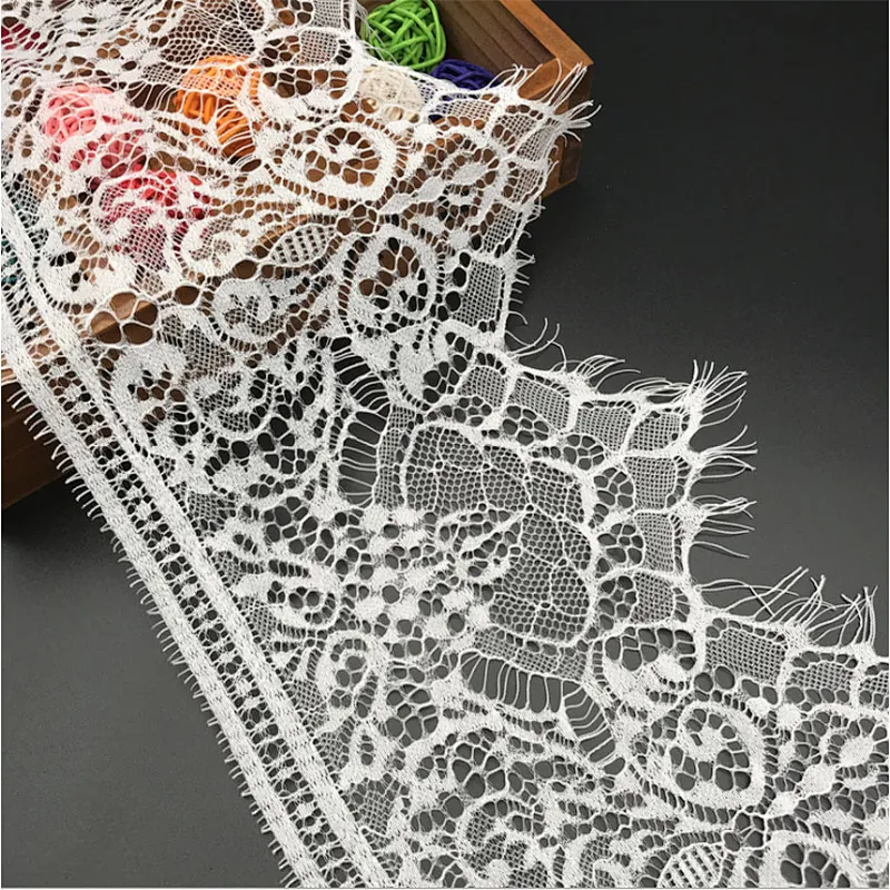 Fashion hot sale 18*300cm 100%  nylon french eyelash lace trim