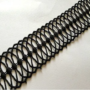 4cm french white&black high quality embroidery polyester lace trim