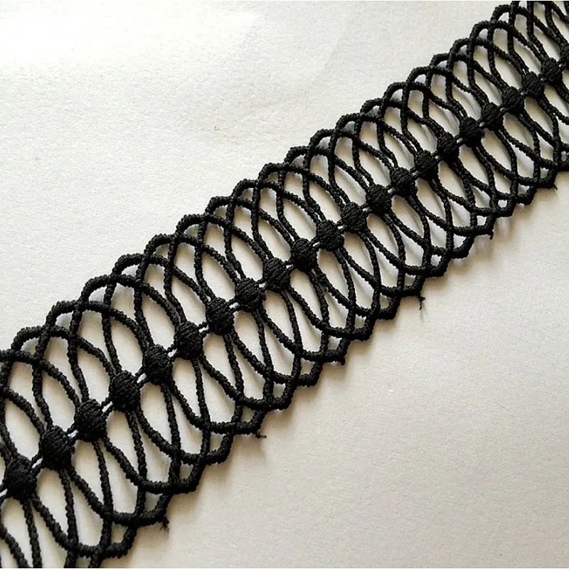 4cm french white&black high quality embroidery polyester lace trim