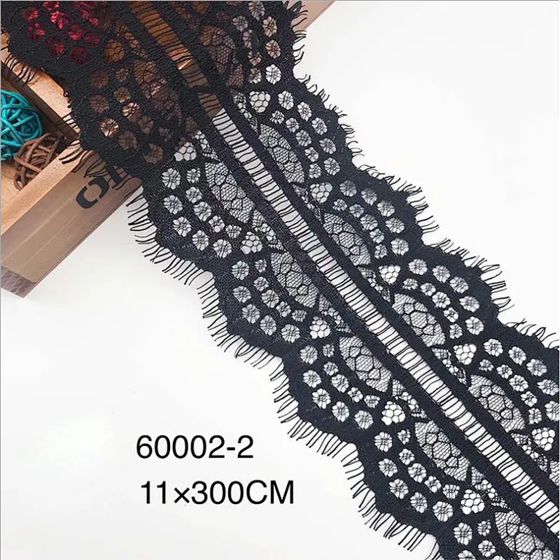 Fashion hot sale 11*300cm 100%  nylon french eyelash lace trim