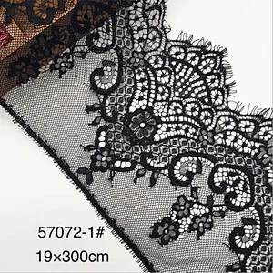 Fashion hot sale 19*300cm 100%  nylon french eyelash lace trim