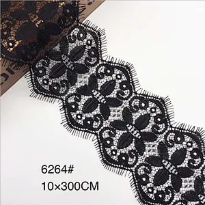 Fashion hot sale 10*300cm 100%  nylon french eyelash lace trim