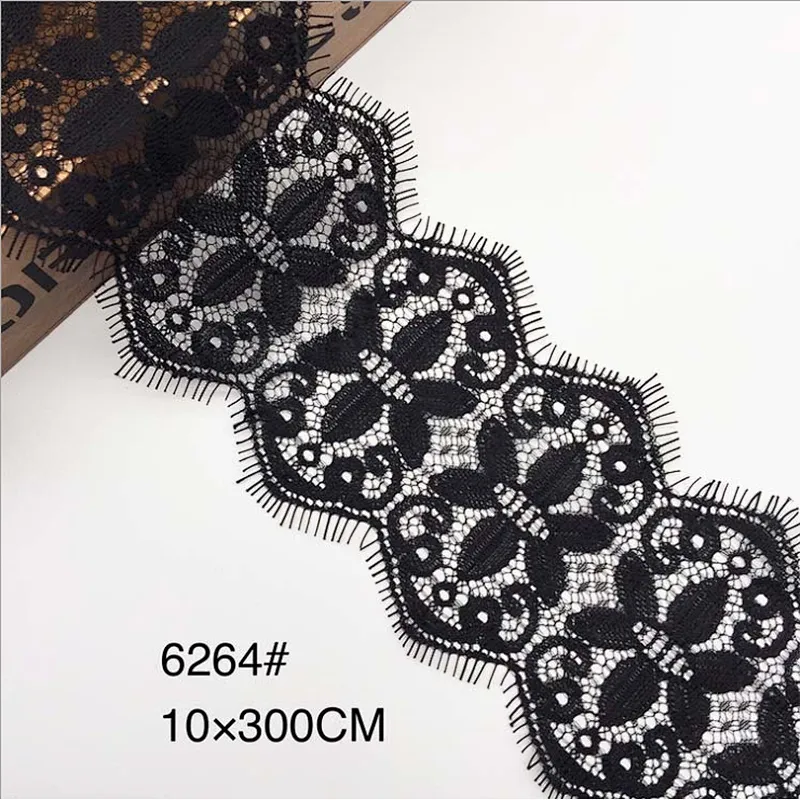 Fashion hot sale 10*300cm 100%  nylon french eyelash lace trim