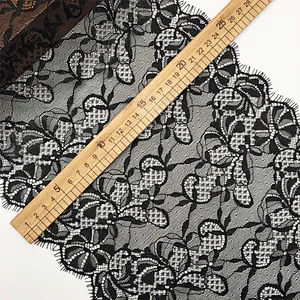 Fashion hot sale 25*300cm 100%  nylon french eyelash lace trim