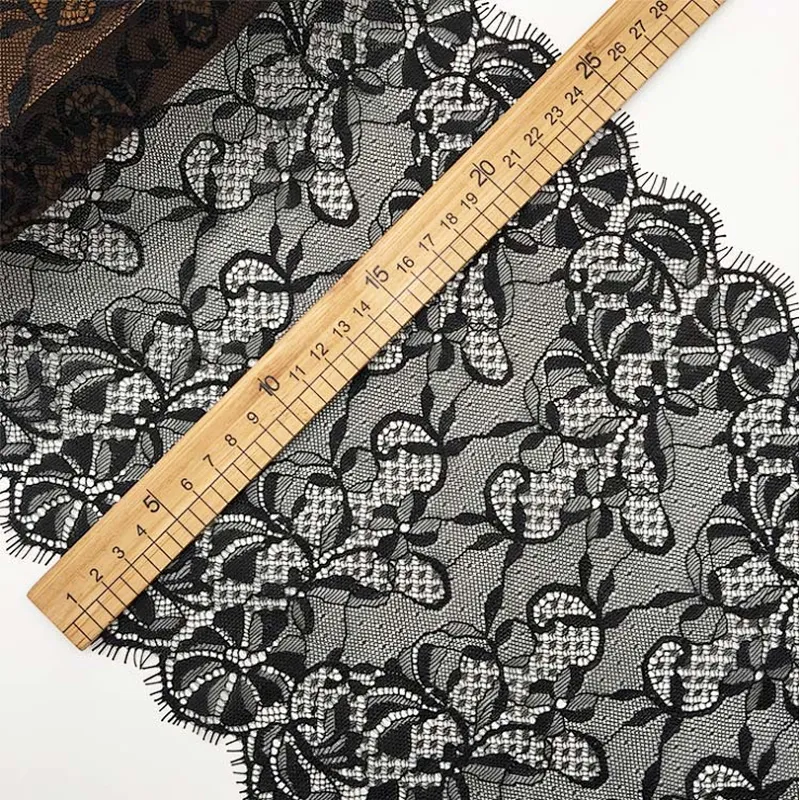 Fashion hot sale 25*300cm 100%  nylon french eyelash lace trim