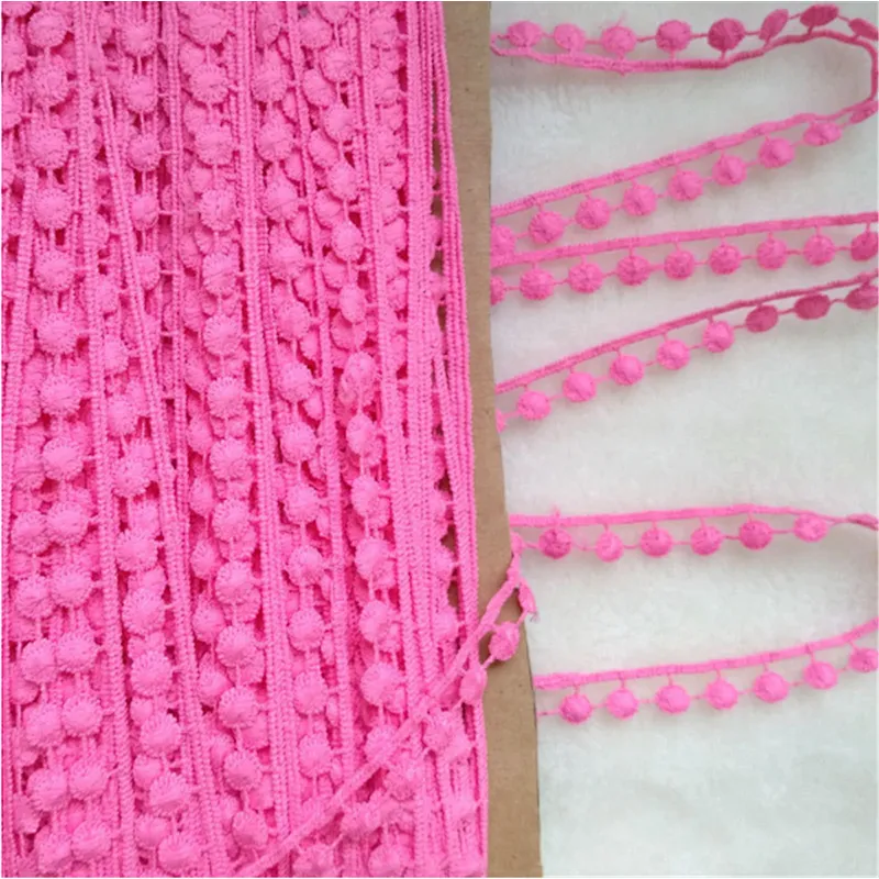 100 yard  1.2cm  Free Sample Embroidered Pom Pom Lace for Decoration