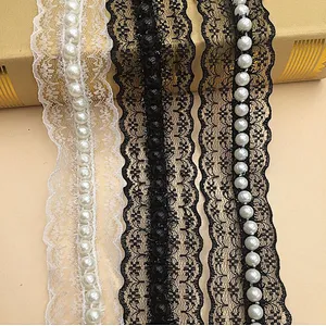 New African Fashion Non-elastic Lace Imitation Pearl Lace For dress accessories