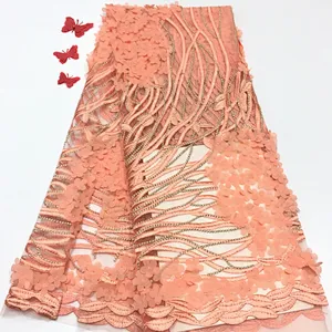 2019 Beautiful French Bridal Lace Fabric Embroidered French Lace Fabrics With Beads