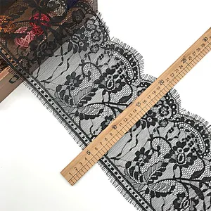 Fashion hot sale 17*300cm 100%  nylon french eyelash lace trim
