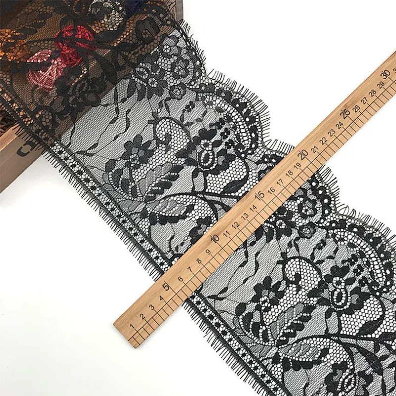 Fashion hot sale 17*300cm 100%  nylon french eyelash lace trim
