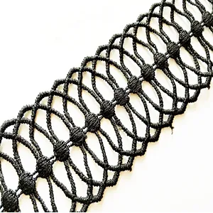 4cm french white&black high quality embroidery polyester lace trim