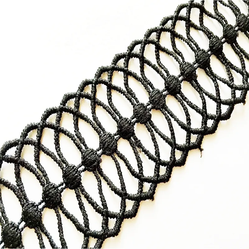 4cm french white&black high quality embroidery polyester lace trim