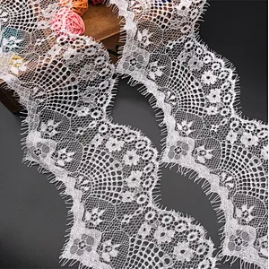 Fashion hot sale 13*300cm 100%  nylon french eyelash lace trim