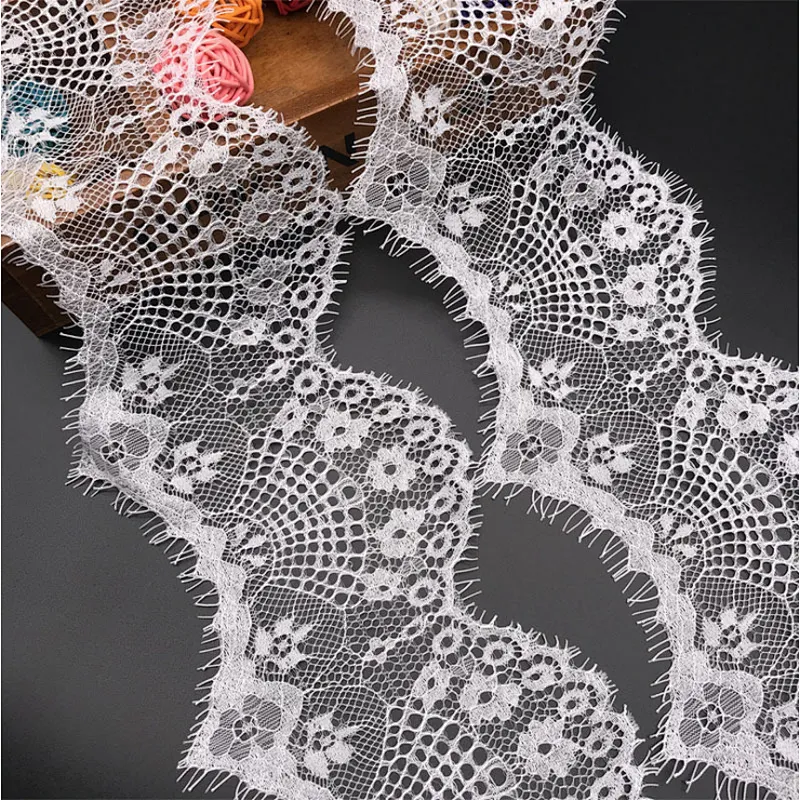 Fashion hot sale 13*300cm 100%  nylon french eyelash lace trim