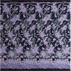 China wholesale embroidery flower african tulle lace mesh fabric for women