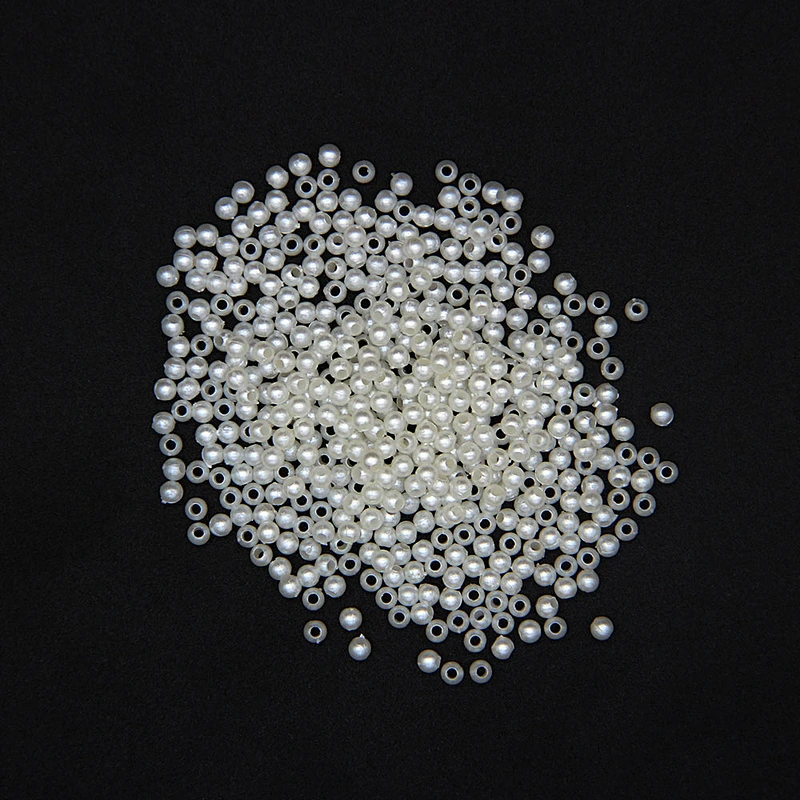 Pure White with One Hole Spherical 5mm ABS Pearl Plastic Beads