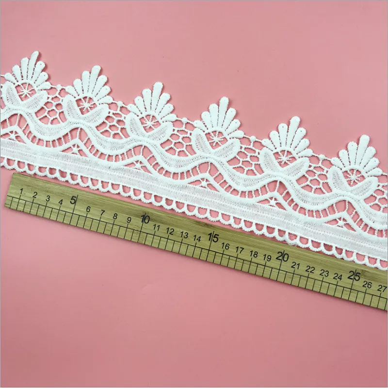 DIY French beautiful double lace hollow milk side water soluble lace for wedding dress
