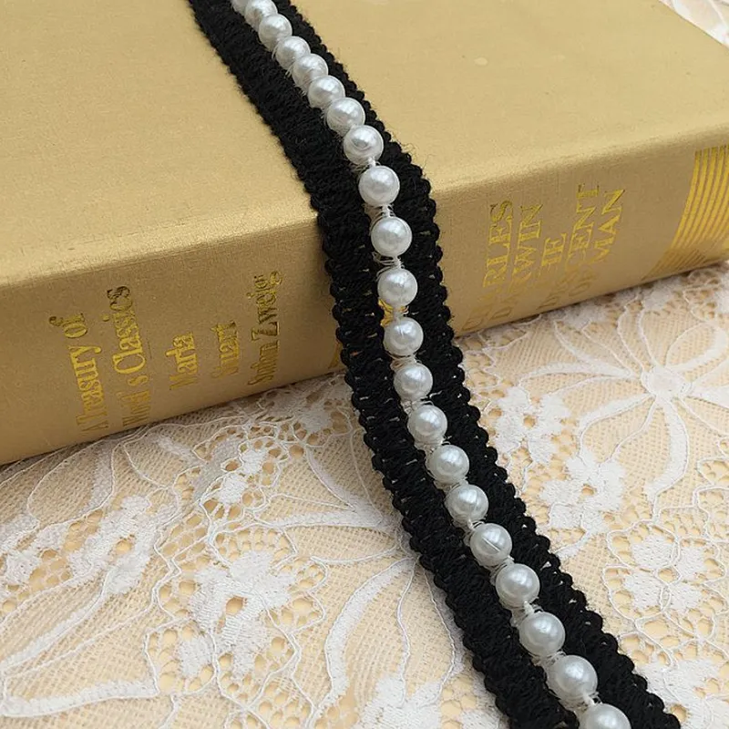 bulk 2.5cm woven lace acrylic yarn pearl ribbon lace trim