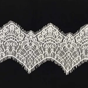 Fashion hot sale 14*300cm 100%  nylon french eyelash lace trim
