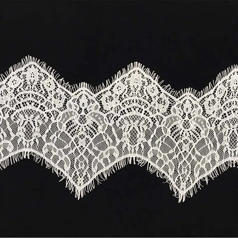 Fashion hot sale 14*300cm 100%  nylon french eyelash lace trim