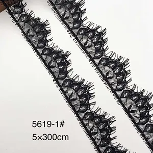 Fashion hot sale 5*300cm 100%  nylon french eyelash lace trim