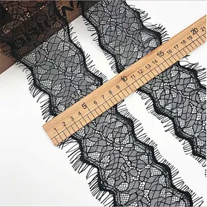 Fashion hot sale 8.5*300cm 100%  nylon french eyelash lace trim