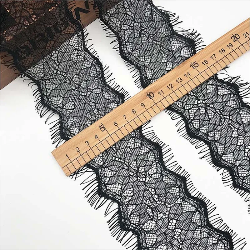 Fashion hot sale 8.5*300cm 100%  nylon french eyelash lace trim