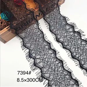 Fashion hot sale 8.5*300cm 100%  nylon french eyelash lace trim