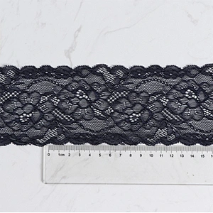 8cm Black Spandex Nylon Jacquard Lingerie Lace Trim