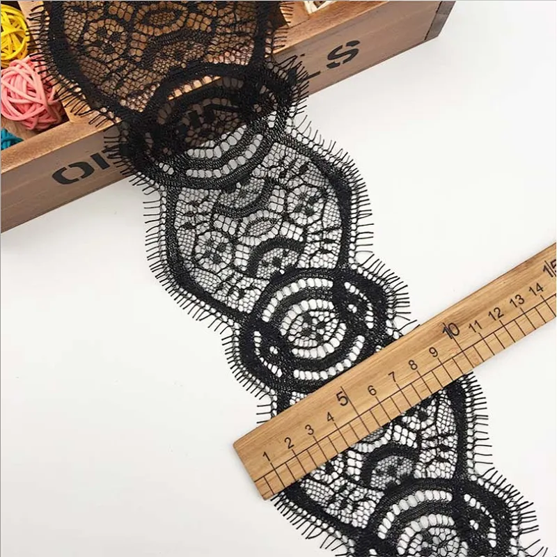 Fashion hot sale 10*300cm 100%  nylon french eyelash lace trim