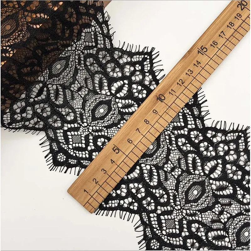 Fashion hot sale 13*300cm 100%  nylon french eyelash lace trim