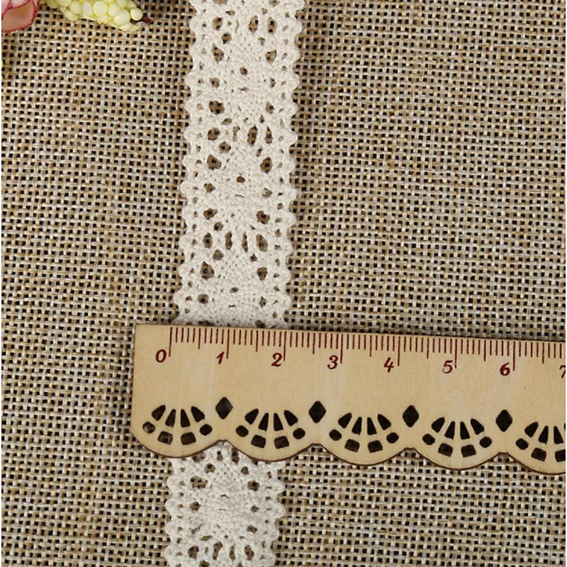 Hot Sale 2cm Different Styles High Quality Hollow  Lace Trim Cheap 100% Cotton Embroidery Lace Trim for Dress