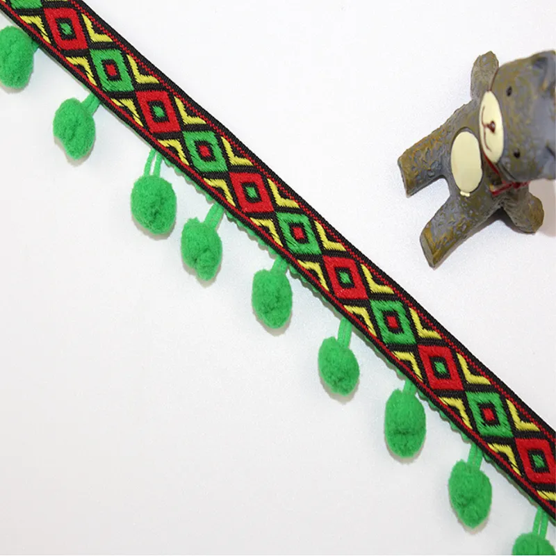 3cm african ribbon wool ball lace trim for textile