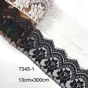 Fashion hot sale 13*300cm 100%  nylon french eyelash lace trim